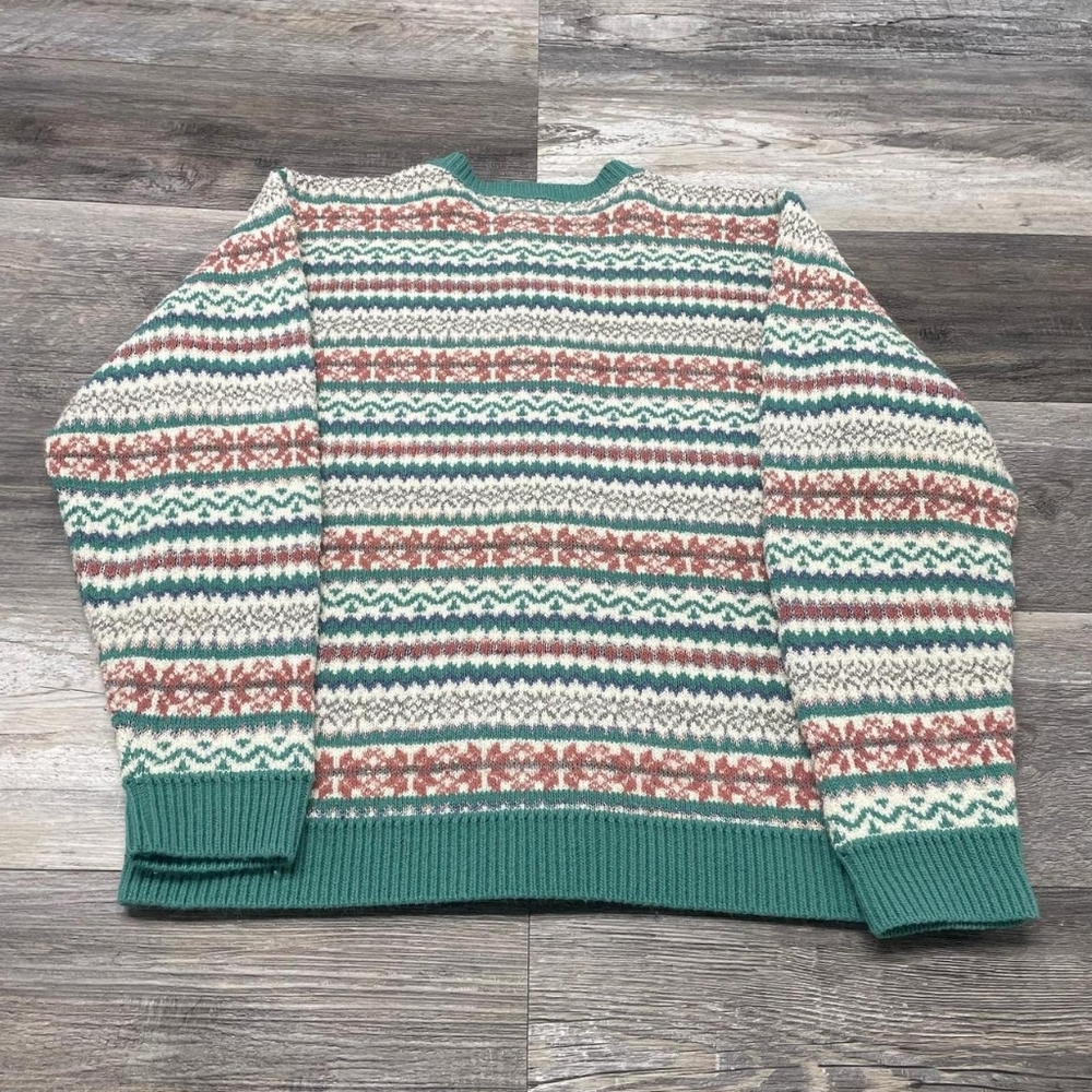 Green Patterned Button-Front Women's Cardigan Swe… - image 2